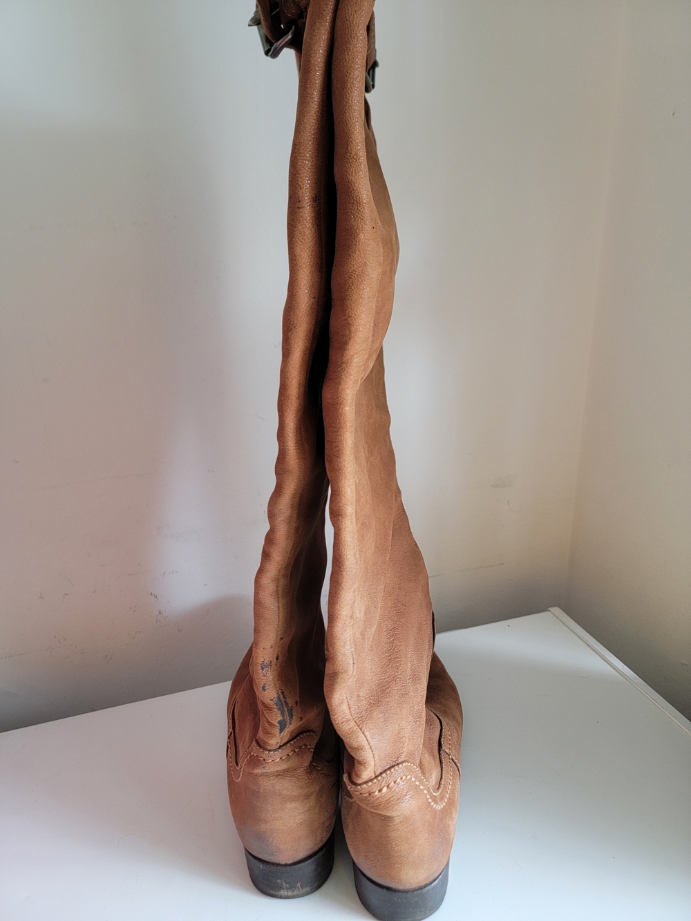 Prada Brown Leather Knee High Boots